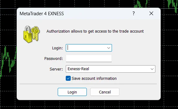 تسجيل الدخول إلى Exness MetaTrader (MT4)登入 Exness MetaTrader (MT4)
