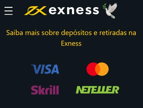 Depósitos e levantamentos da Exness.Exness 存款和提款。